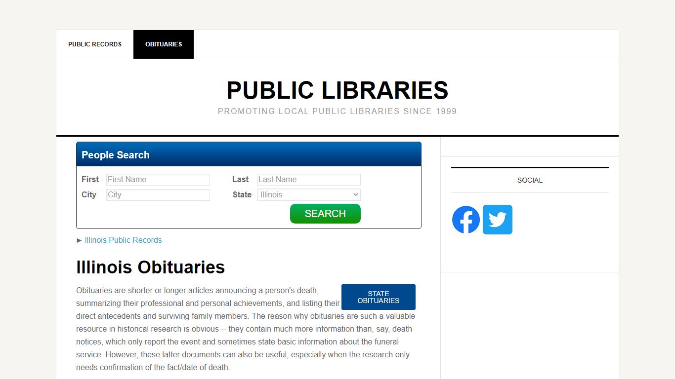 Illinois Obituaries - Public Libraries